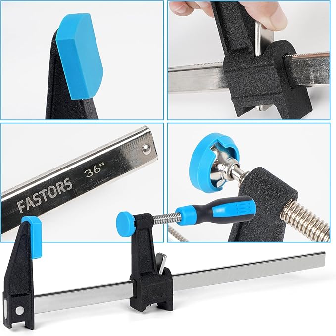 Bar Clamps for Woodworking 36 Inch,4 Pack Wood Clamps Adjustable and Release Quickly,Woodworking Clamps Throat Depth 2.5 Inch,Serrated Steel Rail,Bar Clamps Force 600 Lbs