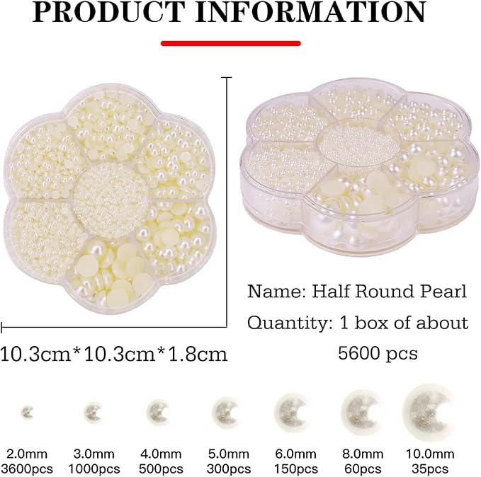 5600PCS Half Round Pearls Flatback Imitation Pearls - Image 2