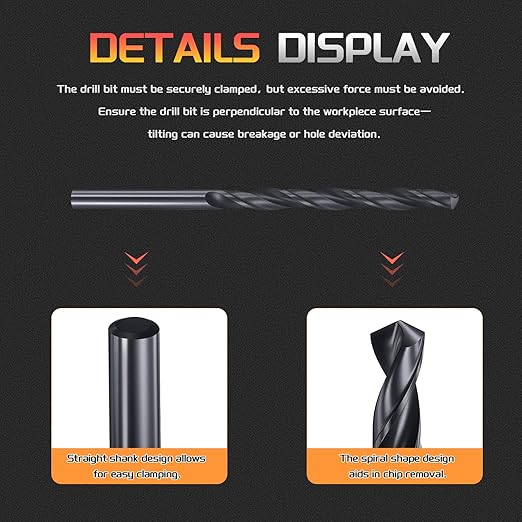 Drill Bit, 4.9mm Cutting Diameter, 4241 HSS Nitriding Black 118° Cutting Angle Versatile Jobber Bits - (Applications: for Drilling Plastic Wood Soft Metal), 12-Pieces