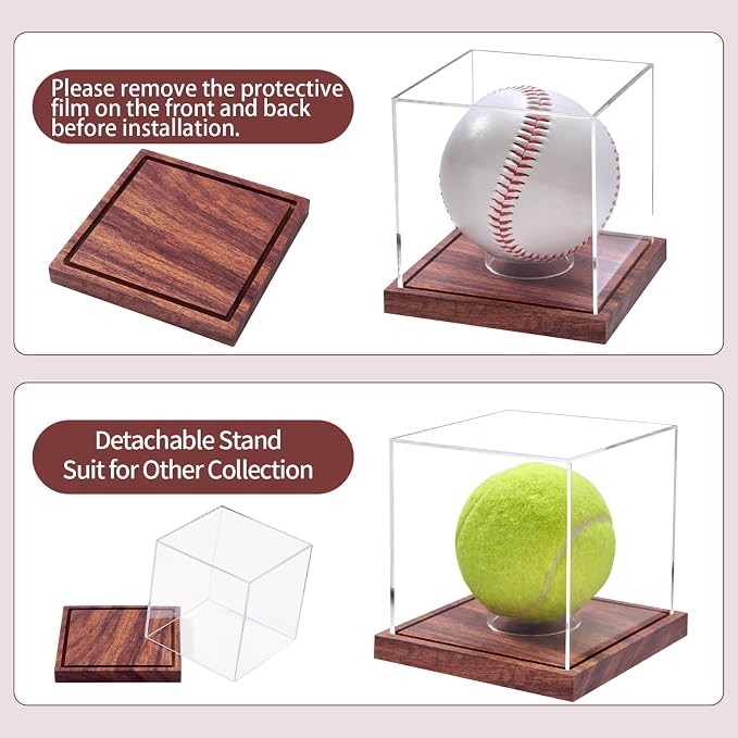LITY 2 Pack Baseball Display Case, No Assembly Required Clear Cube Tennis Ball - Image 3
