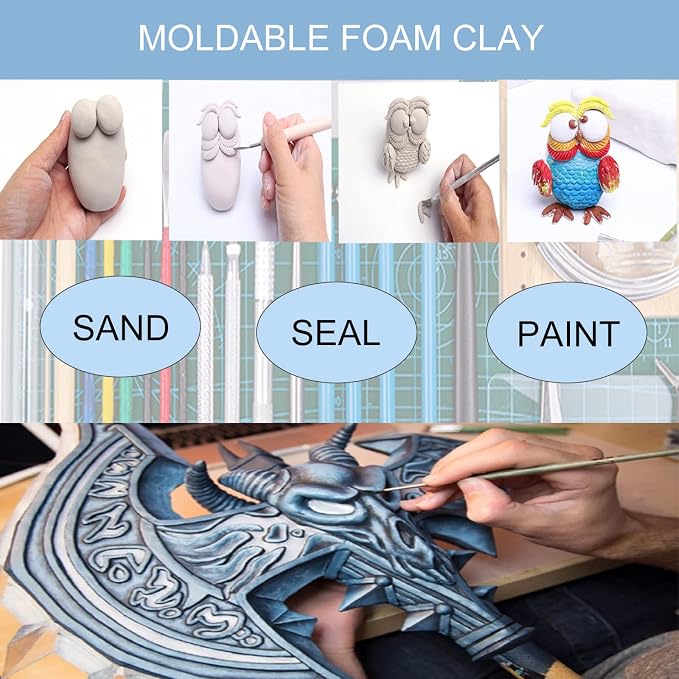 Foam Clay Cosplay Moldable Air Dry Foam Clay Craft 500g Black Lightweight - Image 6