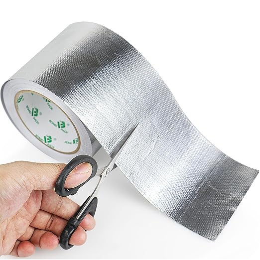 BOMEI PACK Adhesive Aluminum Foil Heat Shield Tape 2 Pack Barrier Fiberglass Thermal Insulation Reflective Material High Temp Protection (4Rolls 3inch)