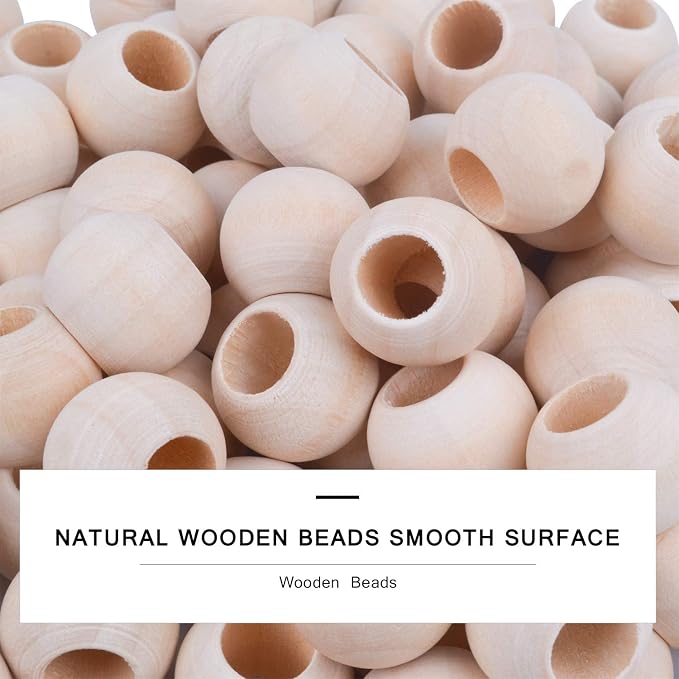 Jdesun 100 Pieces Wooden Beads, Natural Round Wood Loose Beads Wood Spacer 20mm - Image 3