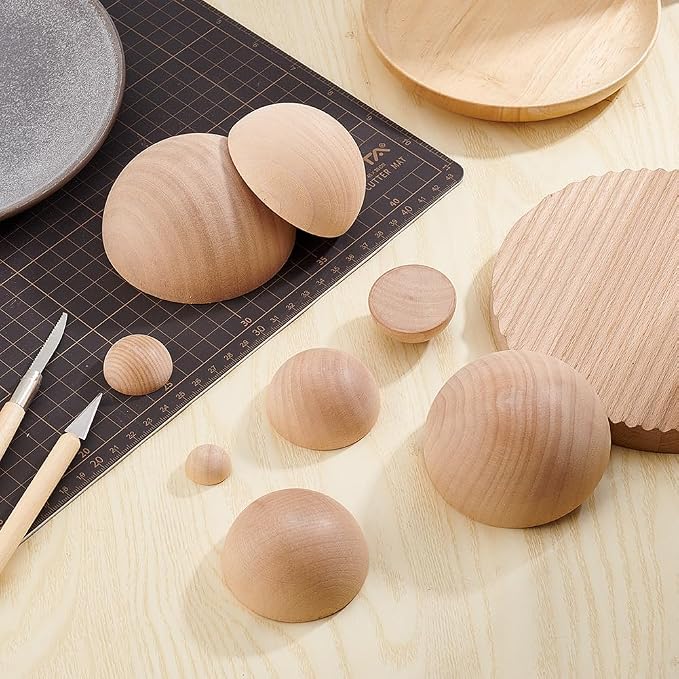 BENECREAT 8Pcs 8 Sizes Half Round Pottery Tools Set, Wooden Ceramic Top Tool - Image 5