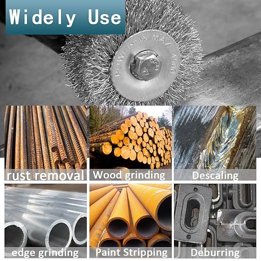 Wire Brush for Drill, 3pcs 4 Inch Wire Wheel Brush Cup Set, 0.012 Inch Coarse Carbon Steel Crimped Wire Wheel Brush with 1/4-Inch Hex Shank for Rust Removal, Clean Paint ,Corrosion