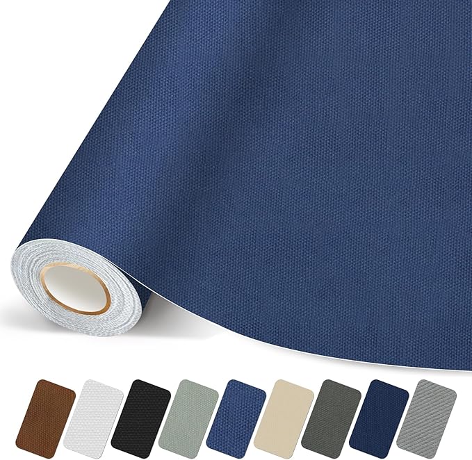 Canvas Repair Patch, Strong Sticky Fabric Repair Tape, Self-Adhesive Fabric Patch for Sofas, Tote Bags, Clothing, Car Seats, Furniture (Blue Grey, 3.5X79 Inch)
