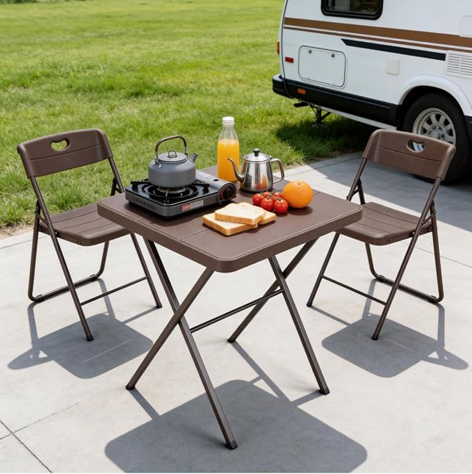 Folding Table, 27 Inch Square Folding Table, No Assembly Portable Camping - Image 7