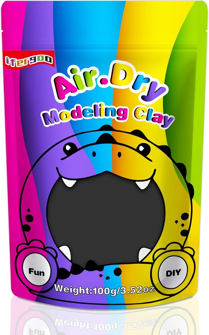 ifergoo Black Air Dry Clay, DIY Creative Modeling Clay by iFergoo