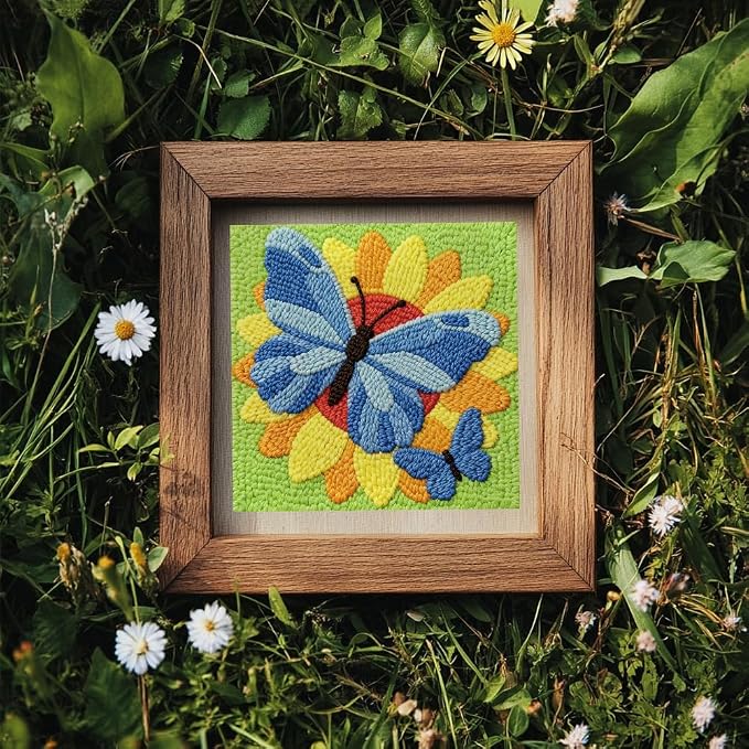DOODLREAM Butterfly on Sunflower DIY Punch Needle Embroidery Kit - Image 6