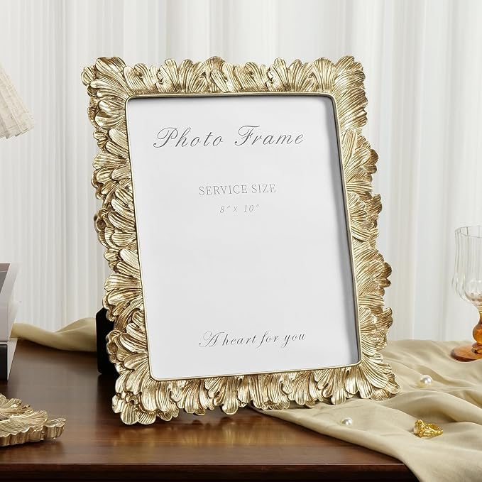 Cuspin 8x10 Picture Frame Vintage Gold Frames, Elegant Photo Frame - Image 4