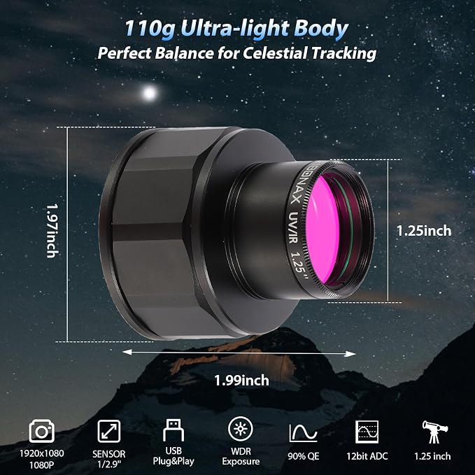 Nova200 Telescope Camera, 1080P USB Astronomy Camera | 1.25 Inch Electronic - Image 6