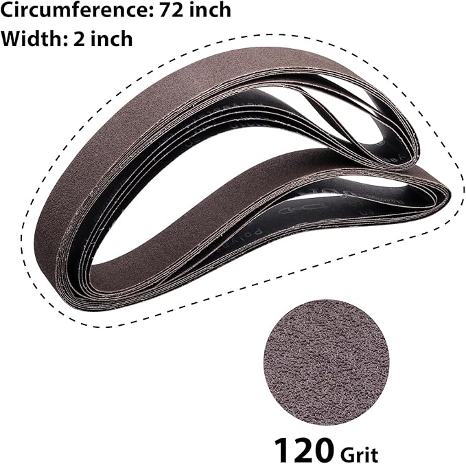 2 x 72 2x72 Inch Sanding Belts,2 x 72 Grinding Belts 120 Grit, Aluminum Oxide Knife Sharpening Sanding Belt for Metal, 6 Pack(2x72in,120 Grit)