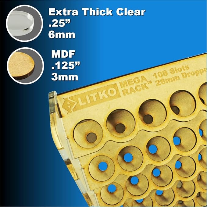 LITKO Paint Rack | Holds 108 18mL Dropper Bottles | Wall Mount | Workbench | - Image 4