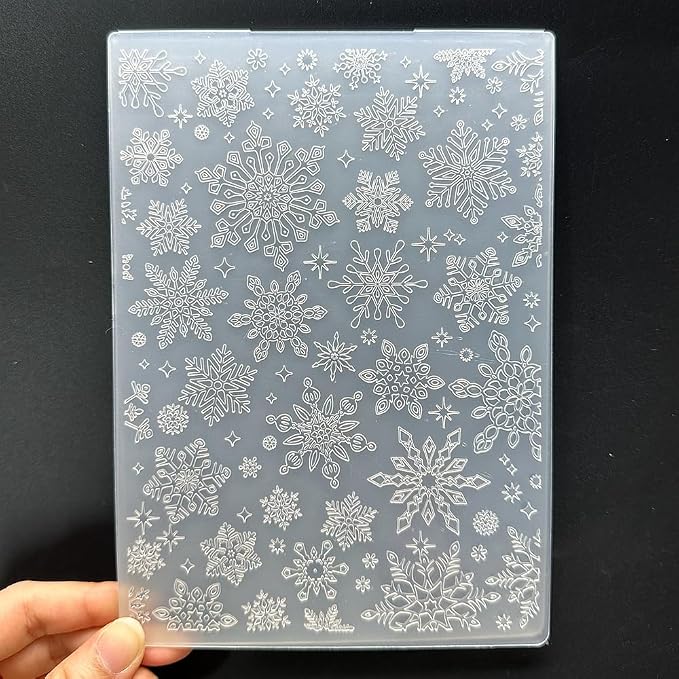 3D Plastic Embossing Folder Template Christmas Diverse Snowflakes Texture 5x7 - Image 5