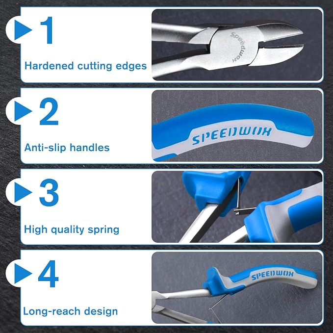 SPEEDWOX Long Reach Diagonal Pliers 6 Inches Mini Fine Wire Cutting Plier Slim - Image 4