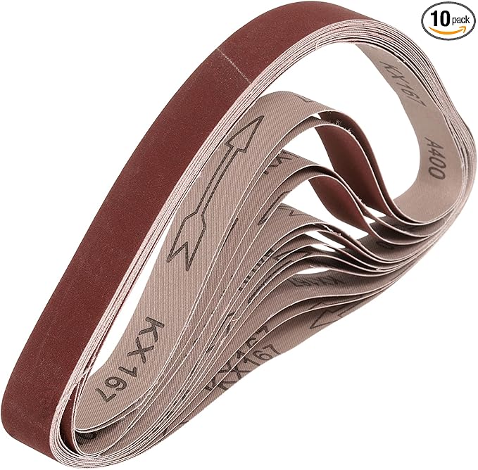 HARFINGTON 1 x 30 Inch Sanding Belts, 10 Pcs 400 Grits Aluminum Oxide Abrasive Belt Sander File Belt for Woodworking, Metal Polishing, Knife Sharpener