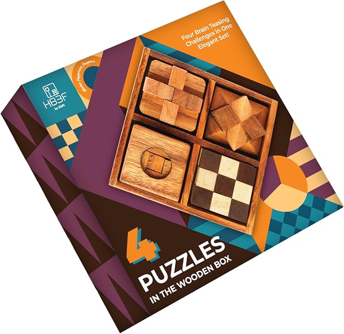 BSIRI 4 in 1 Wooden Brain Teaser Puzzles - Image 9