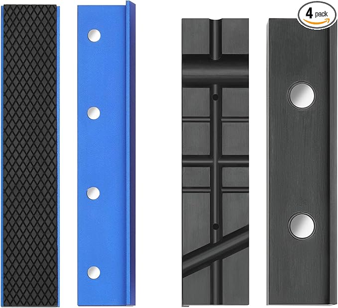 WORKPRO 2-Pair Vise Jaw Pads 6 inch & 5.5 inch, Magnetic Vice Jaw Covers Protectors, 5-1/2 inch Multi-Groove Jaw Pads and 6 inch Aluminum Pads Set