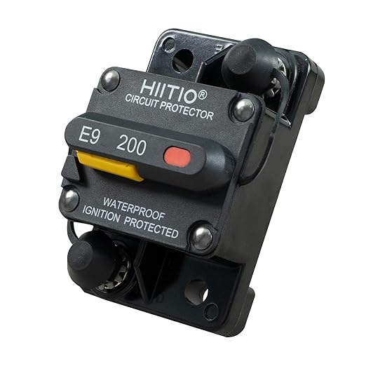 200 Amp Marine Circuit Breaker, IP67 Waterproof Manual Reset Switch, 12V-48V DC Circuit Breaker, 3/8" Studs, for Boat Trolling Motor/Marine ATV/Battery/Solar System, Suface Mount (200A)