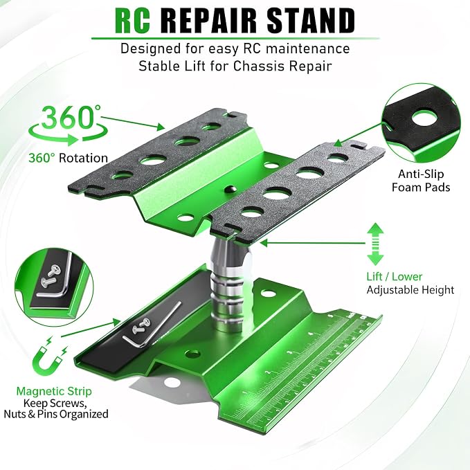 RC Car Repair Work Stand Lift Lower Adjustable Workstation Aluminum 360 Degree - Image 3
