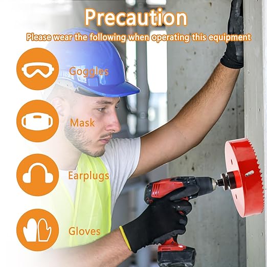 Hole Saw Heavy Duty bit Hex Shank,Hole Saw HSS with Arbor Bi-Metal & Heavy Duty Hole Saw Cutter for Wood Corn Hole Boards Plastic Drywall (φ130)