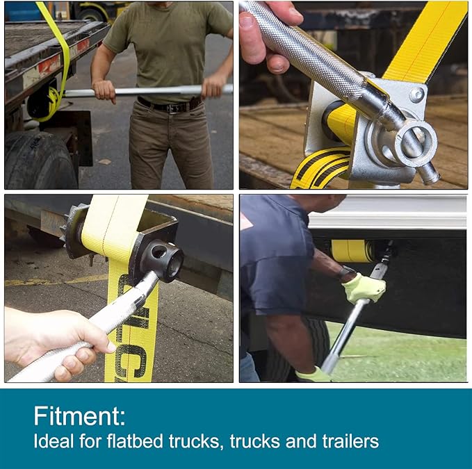 35" Chrome Combination Winch Bar with Square Head,Carbon-Steel Construction and Non-Slip Handle for Winches on Flatbeds and Trucks