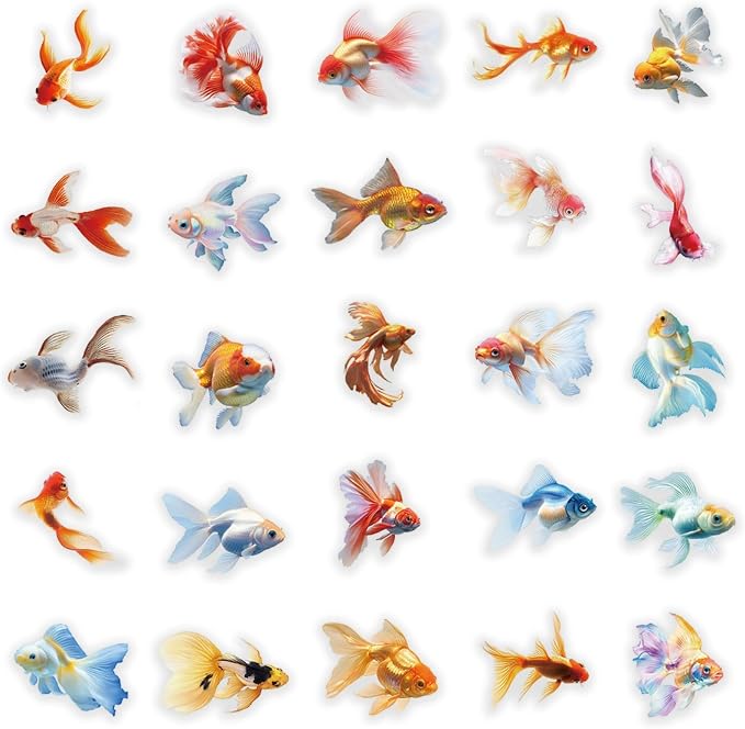 50 Pcs Clear PET Goldfish Aesthetic Stickers - Image 4