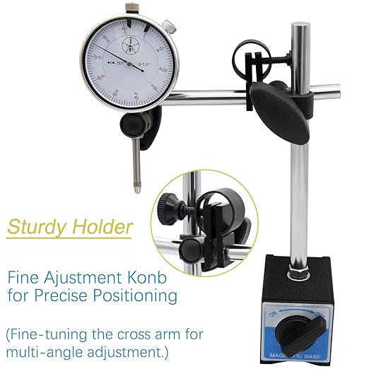 Dial Indicator with Magnetic Base and Point Precision Inspection Set, Dial Test Indicator Precision Measuring Gauge Tools Kit, Long Arm 0-1" Tester Gage Gauge 0.001"