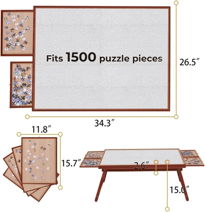 Puzzle Board 1500 Pieces, 34.3”x 26.5” Jigsaw Puzzle Table - Image 5