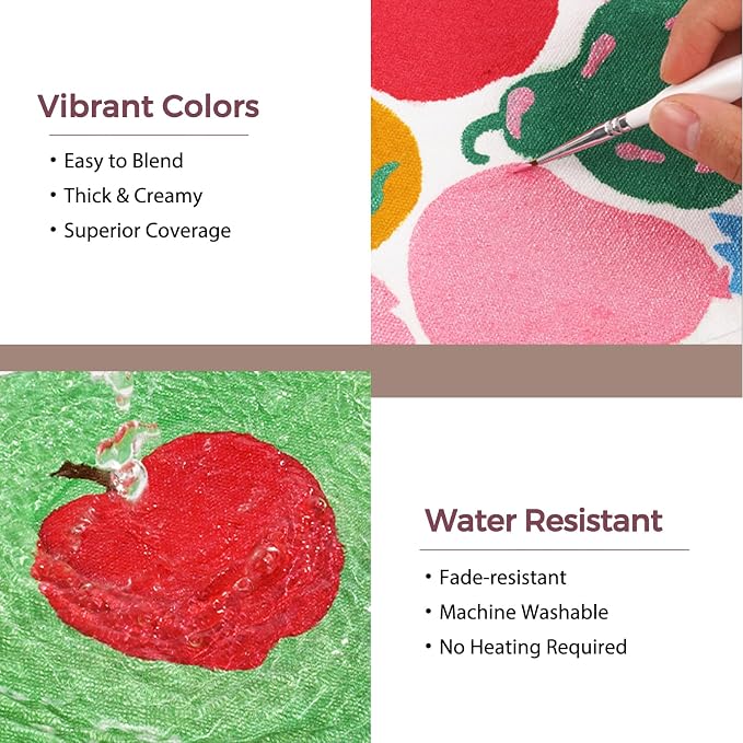 Nicpro 18 Colors Metallic Fabric Paint Permanent Soft Fabric Paint - Image 3