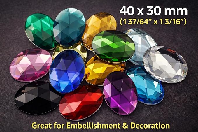 40x30mm Green Emerald H106 Large Flat Back Oval Acrylic Rhinestones Cosplay - Image 4