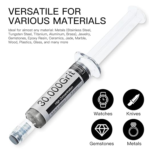 Diamond Polishing Compound Lapping Compound 30,000 Grit 0.2-0.3 Microns with 30% Concentration of Diamond Powders Diamond Stropping Paste for Glass Marble Metal Resin Rock Jewelry Watch etc.