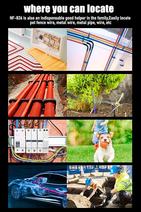 NF-826 Underground Wire Locator Circuit Tracker 12-400V AC/DC, locates Circuit Breakers, fuses, Wires, Short Circuits, Open Circuits, Ceiling/Wall/Dog Fence Cables, Irrigation Control Lines