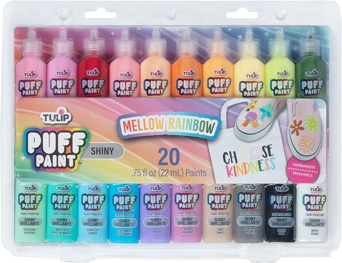 Tulip Puff Paint 20-Color Party Pack, Nontoxic & Waterproof Craft Paint by Tulip