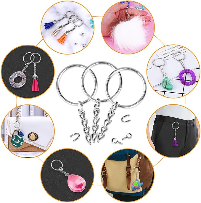 Keychain Rings for Crafts, Flasoo 360Pcs Keychains for Resin Include Key Rings - Image 6