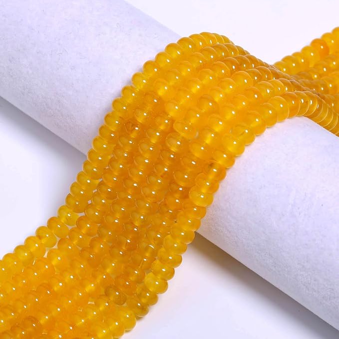 Songxi 5x8mm Natural Yellow Stone Rondelle Beads, Gemstone - Image 5