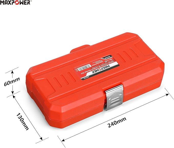 MAXPOWER 1/2" Drive Impact Socket Set, 12 Pieces Metric Impact Sockets, 6-Point Metric Impact Sockets, Cr-Mo Steel, Sockets Size 10 mm to 21 mm, With a Storage Case