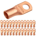 SELTERM 25pcs 1/0 AWG 3/8" Stud Battery Lugs, Ring Terminals, Heavy Duty Copper Wire Lugs, Battery Cable Ends, 0 Gauge Ring Terminal Connectors, UL Bare Copper Eyelets Electrical Battery Cable Lugs