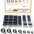 84PCS 7-17mm Fuel Line Hose Clamps Spring Clamp Firmware Silicone Vacuum & Automotive Replacement Fastener Sorting Kit, Black Manganese Steel Spring Hose Clamp DD006-b