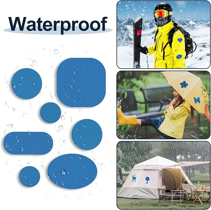 45PCS Nylon Repair Patch Self-Adhesive Pre-Cut Fabric Patch Down Jacket Repair Patches for Puffer Jackets Tenacious Tape Polyester Waterproof Lightweight Tent Repair Patch for Clothes Bag(Sky Blue)