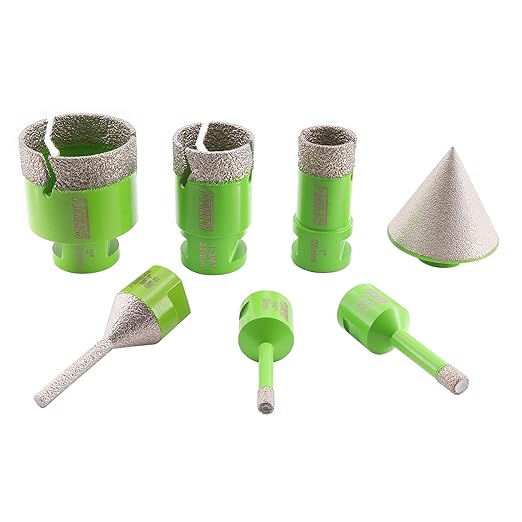 Diamond Core Drill Bits Set - 6/8/25/35/50mm+6-25mm Hole Saw Kit with 2" Tile Chamfer Bit for Porcelain, Ceramic, Granite, Marble