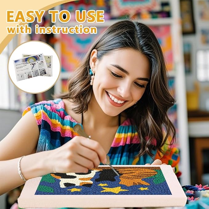 DOODLREAM Cats Stars DIY Punch Needle Embroidery Kit - Image 3