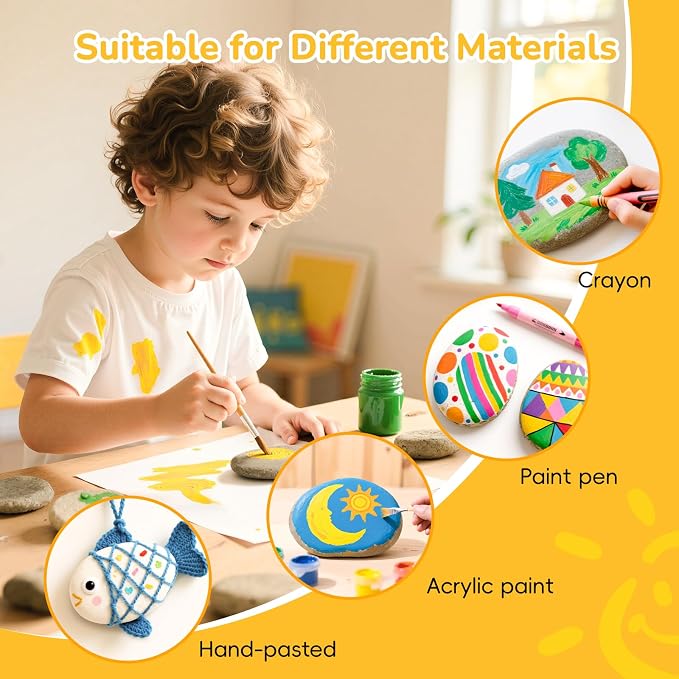 Simetufy Large Rocks for Painting 40 PCS 3.3-4.5Inch River Rocks for Painting - Image 4
