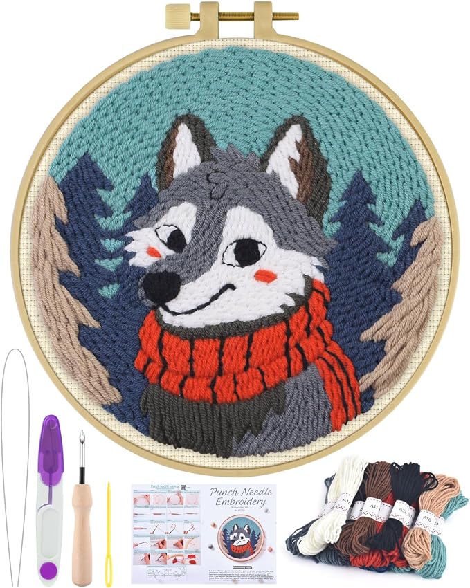 ERKOON Punch Needle Kit for Beginners Adults, DIY Easy Animal Embroidery Set by ERKOON
