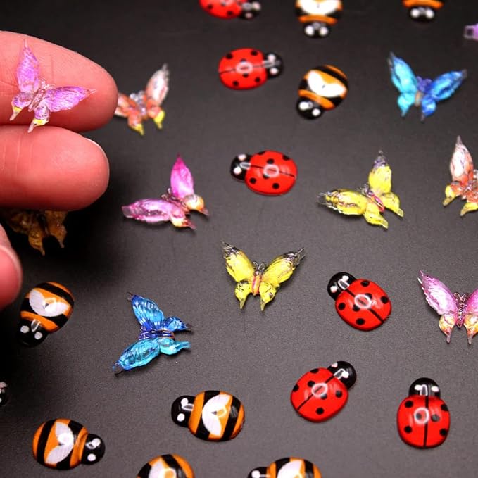 Miniature Micro Resin Ladybug Butterfly Bee Set, Dollhouse Miniature Flatback - Image 7