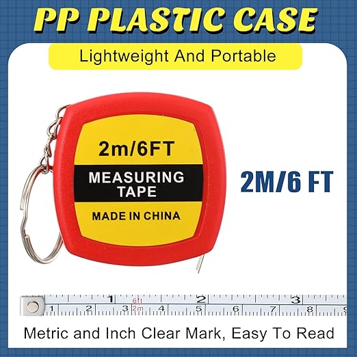 Macarrie 80 Pcs Small Tape Measure Keychains 6 ft/ 2 m Mini Retractable Measuring Tape Bulk with Slide Lock Construction Party Favors for School Prize Bag Filler DIY Projects Office Home Use, 4 Colors