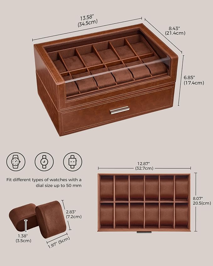 ProCase Watch Box for Men, 24 Slots Watch Display Holder - Image 6