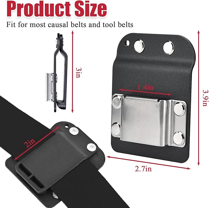Tape Measure Holder for Belt, Tape Measure Belt Clip, Fits Up to 3" Tool Belt, Suitable for Measuring Tape Drill, Impact Driver Any Tape Holster with a Clip,Quickly Grab or Hang