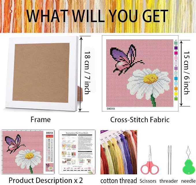 Butterfly Cross Stitch Kits, Daisy Cross Stitch Kits - Image 4