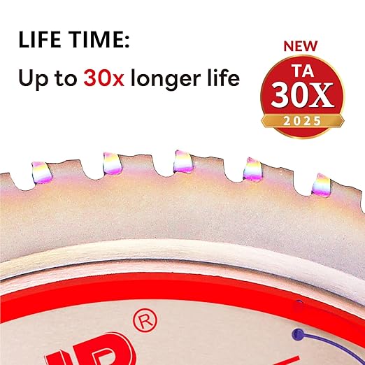 Metal Cutting Circular Saw Blade, Steel and Stainless Steel Cutting, The Cutting Head uses a Special Anti-Heat Sticking Coating with high Finish and Long Life, FMB 8 inch 54-Tooth 1" -TA